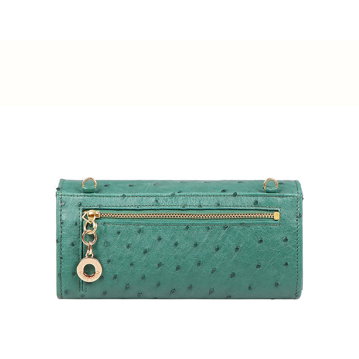 Eda W3 Green Leather Sling Wallet