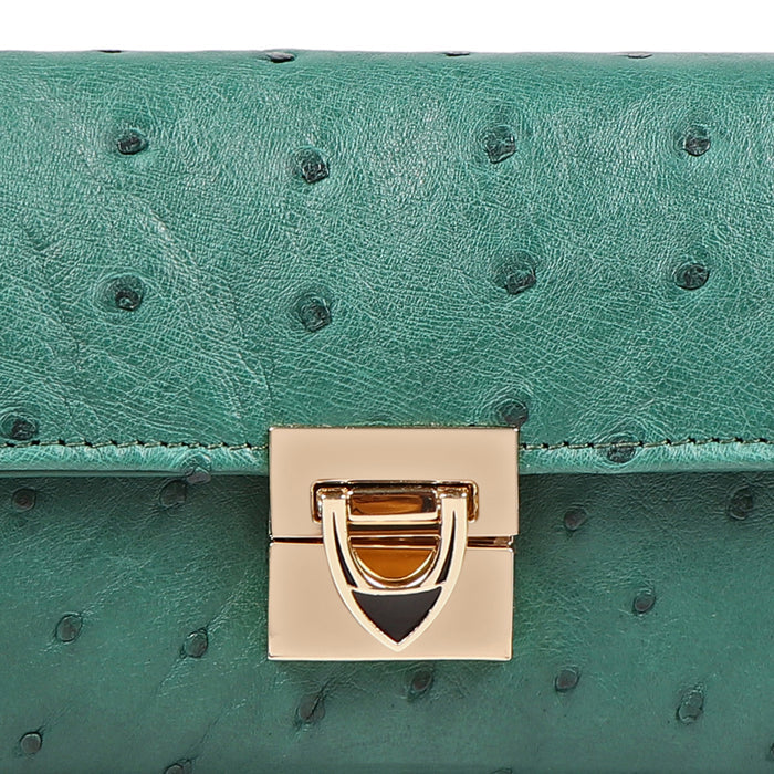 Eda W3 Green Leather Sling Wallet