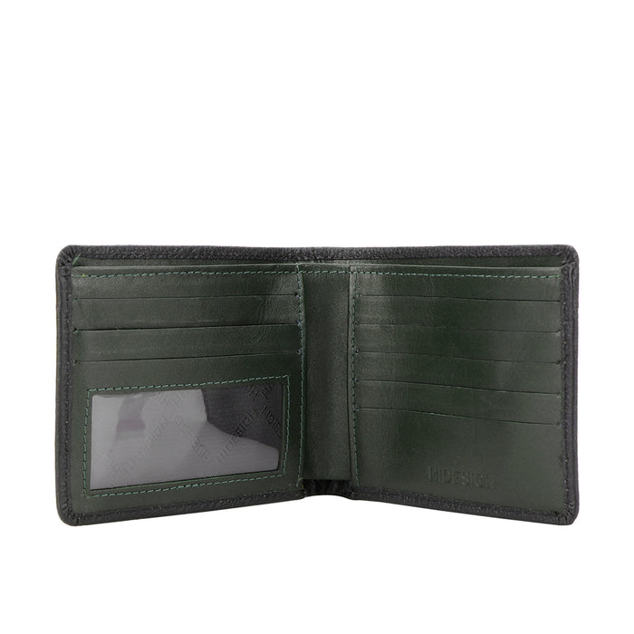 Ee 036-01  Black Leather Bi-Fold Wallet