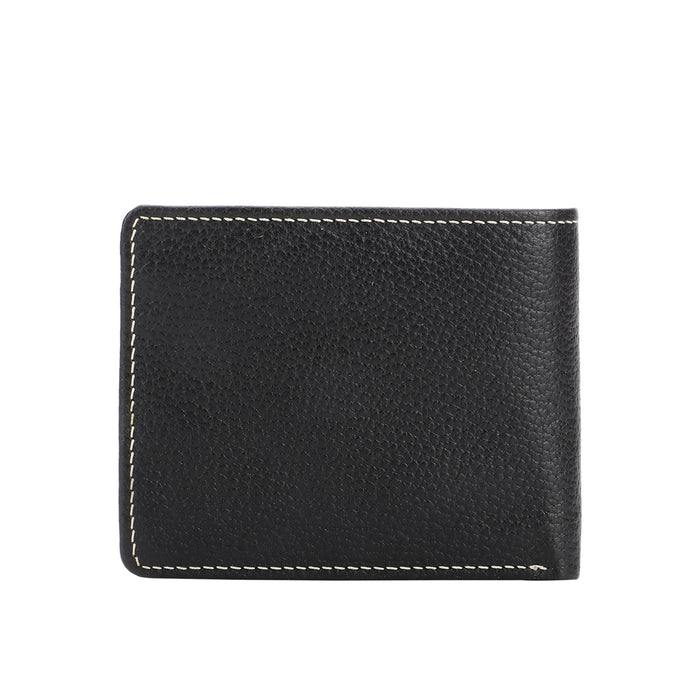Ee 036-01  Black Leather Bi-Fold Wallet