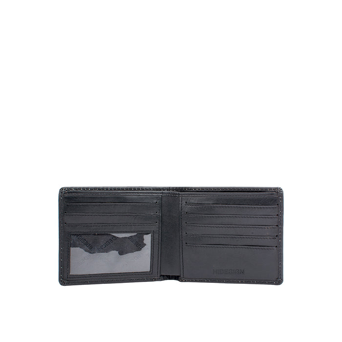 Ee 036-01  Black Leather Bi-Fold Wallet
