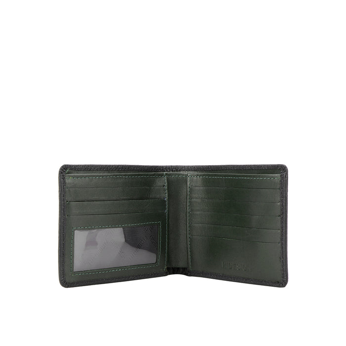Ee 036-01  Black Leather Bi-Fold Wallet