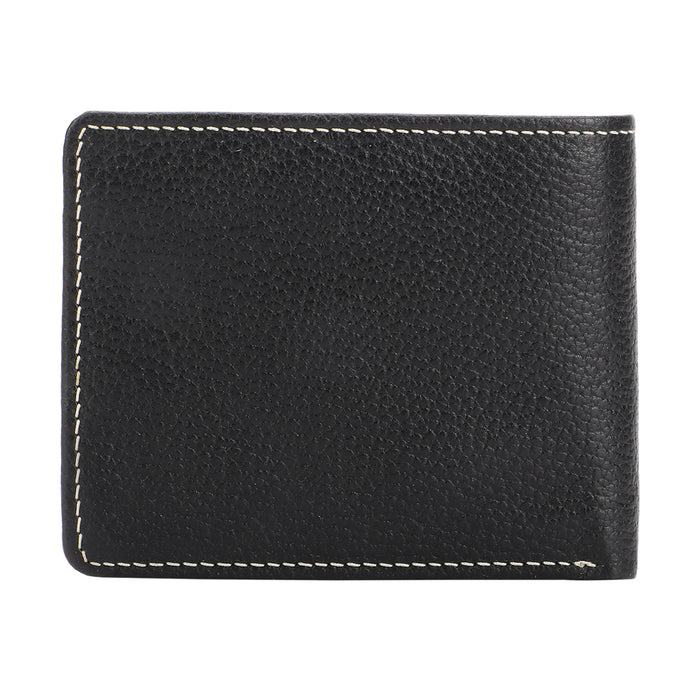 Ee 036-01  Black Leather Bi-Fold Wallet
