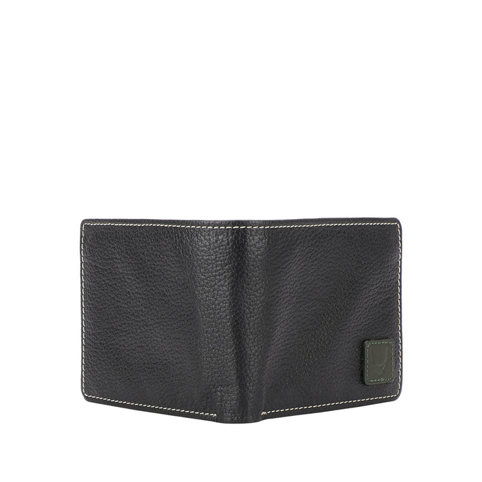 Ee 036-01  Black Leather Bi-Fold Wallet