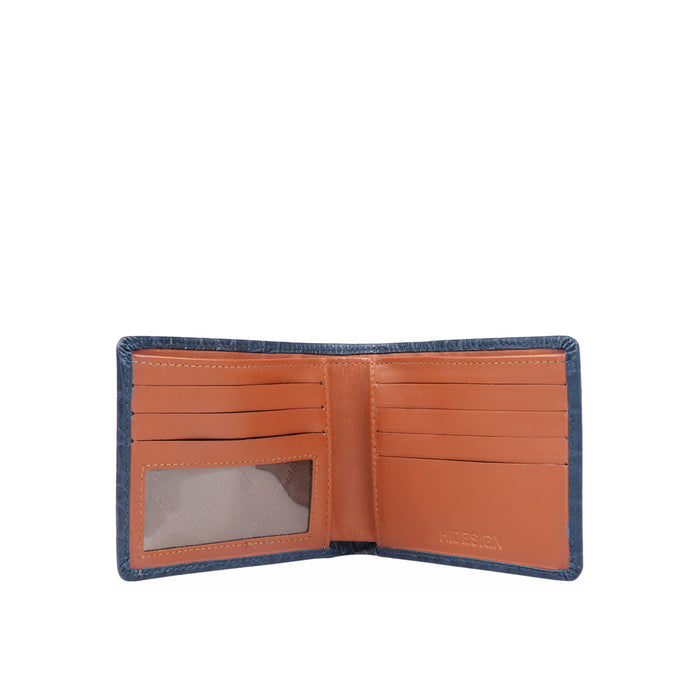 Ee 036-02  Blue Leather Bi-Fold Wallet