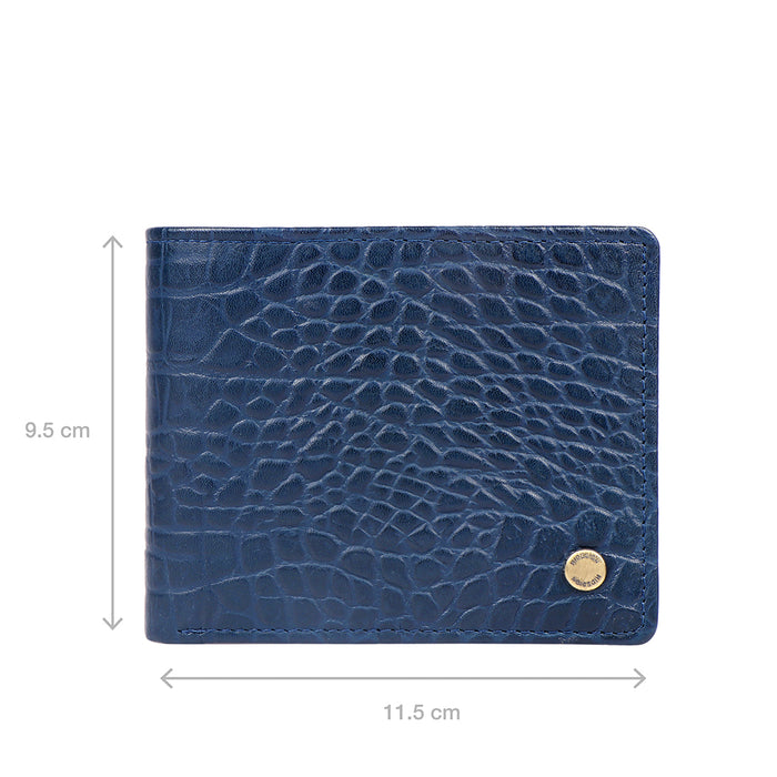 Ee 036-02  Blue Leather Bi-Fold Wallet