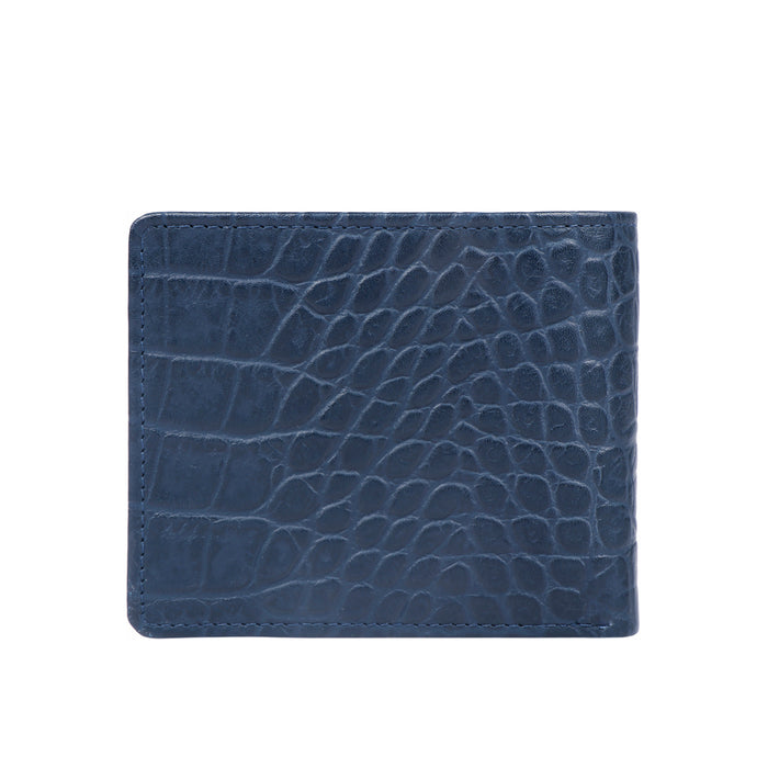 Ee 036-02  Blue Leather Bi-Fold Wallet