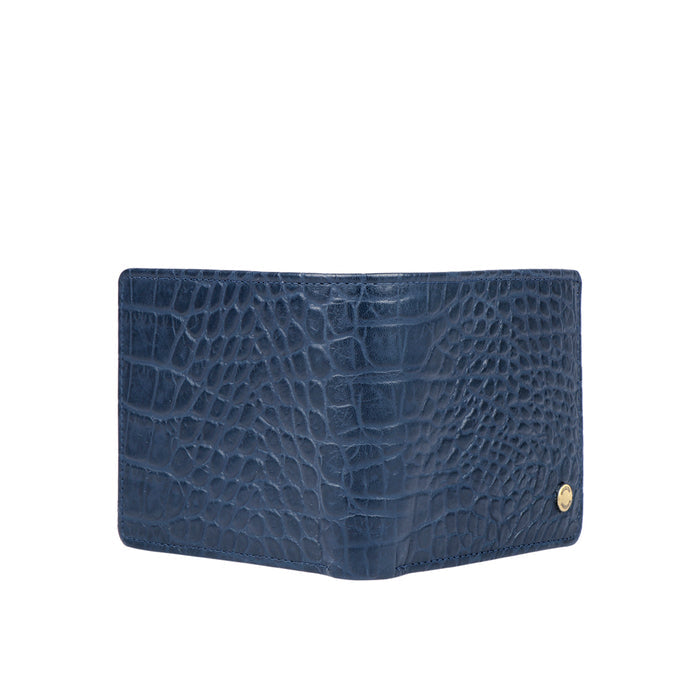 Ee 036-02  Blue Leather Bi-Fold Wallet