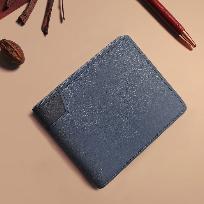 Ee 311-36  Blue Leather Bi-Fold Wallet