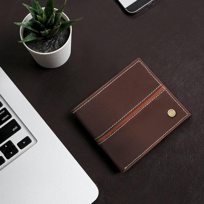 Ee 337-017 Brown Leather Bi-Fold Wallet