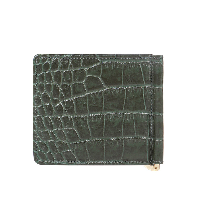 Ee 386-Mc  Green Leather Money Clip