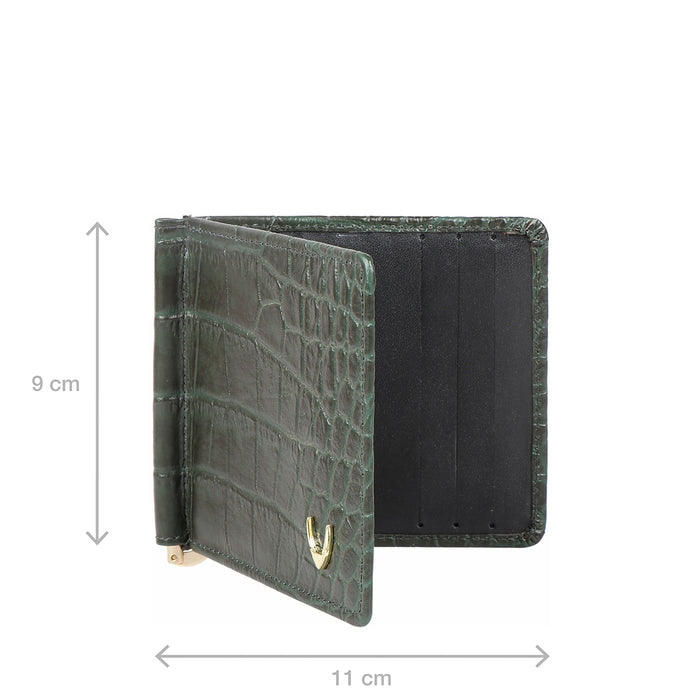 Ee 386-Mc  Green Leather Money Clip