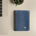 Ee 386-Tf  Blue Leather Trifold Wallet