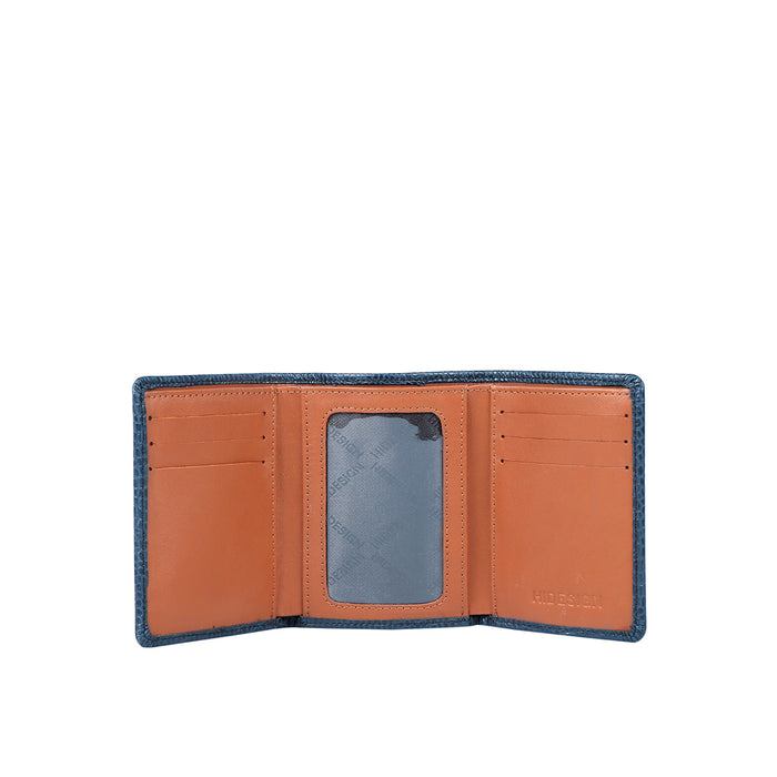 Ee 386-Tf  Blue Leather Trifold Wallet