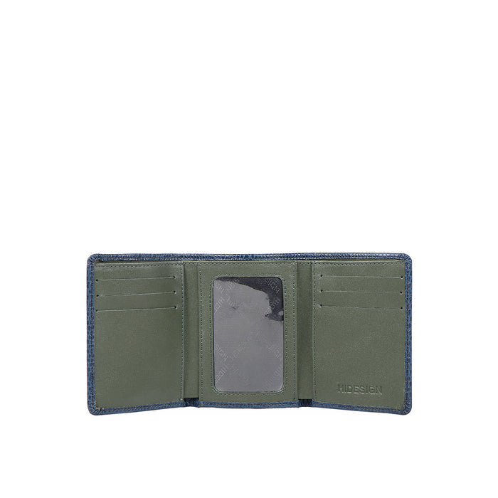 Ee 386-Tf  Blue Leather Trifold Wallet
