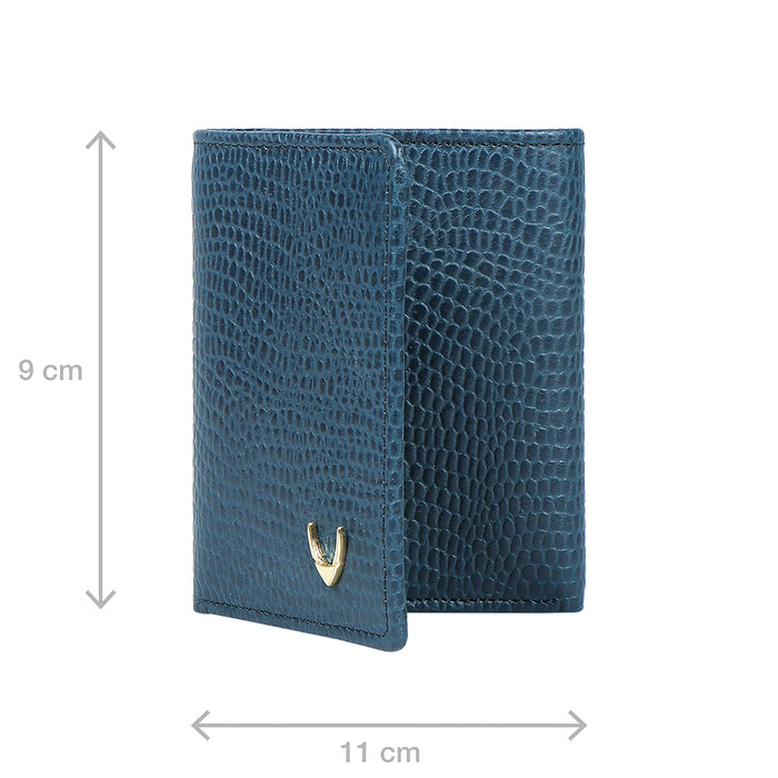 Ee 386-Tf  Blue Leather Trifold Wallet