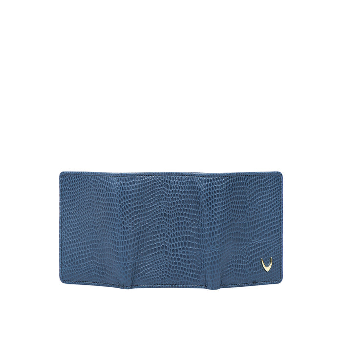 Ee 386-Tf  Blue Leather Trifold Wallet