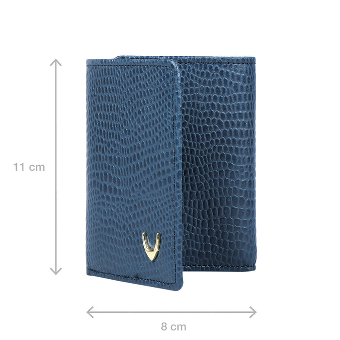 Ee 386-Tf  Blue Leather Trifold Wallet