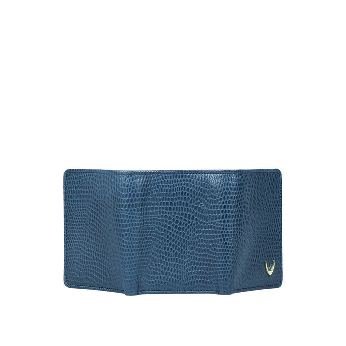 Ee 386-Tf  Blue Leather Trifold Wallet