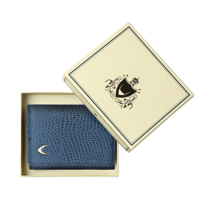 Ee 386-Tf  Blue Leather Trifold Wallet