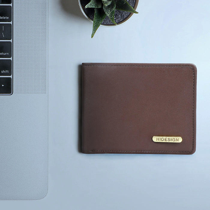 Ee 387-017  Brown Leather Bi-Fold Wallet