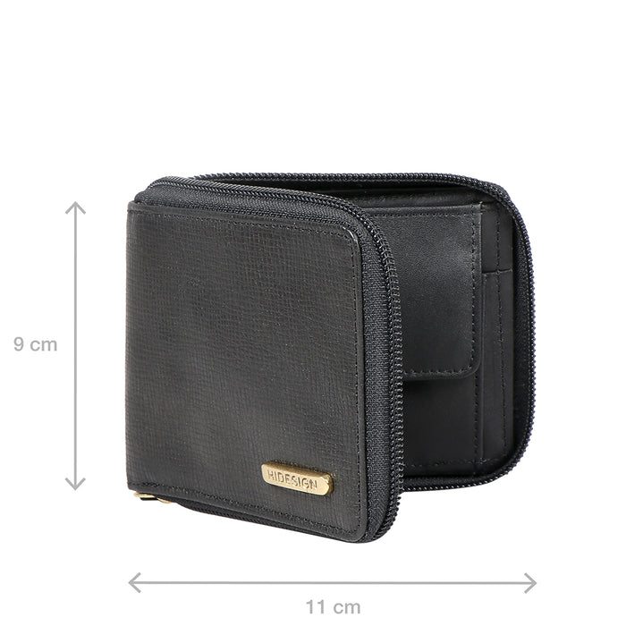 Ee 387-030  Black Leather Zip Around Wallet