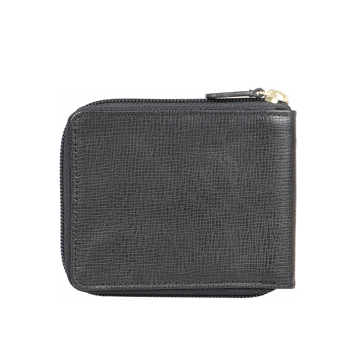 Ee 387-030  Black Leather Zip Around Wallet