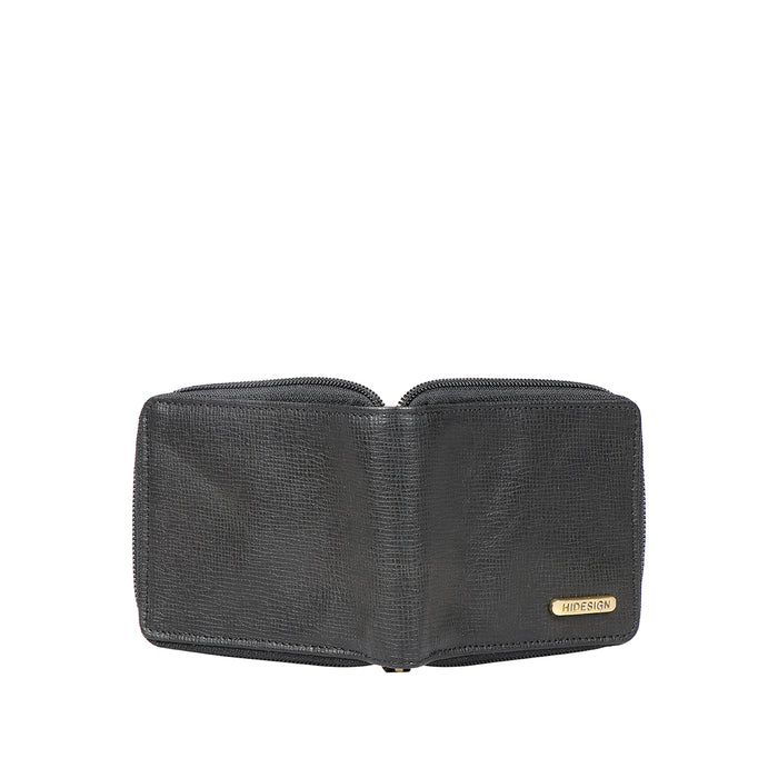 Ee 387-030  Black Leather Zip Around Wallet