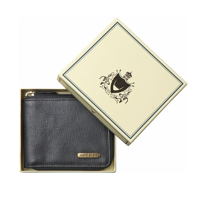 Ee 387-030  Black Leather Zip Around Wallet