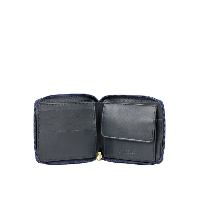 Ee 387-030  Blue Leather Zip Around Wallet