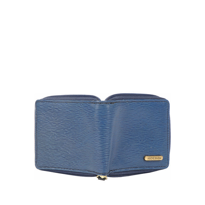 Ee 387-030  Blue Leather Zip Around Wallet