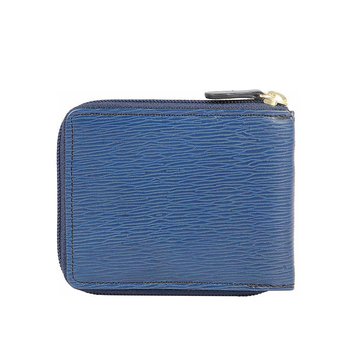 Ee 387-030  Blue Leather Zip Around Wallet