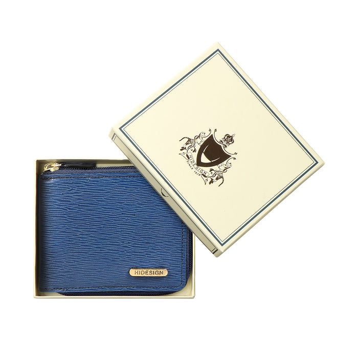 Ee 387-030  Blue Leather Zip Around Wallet