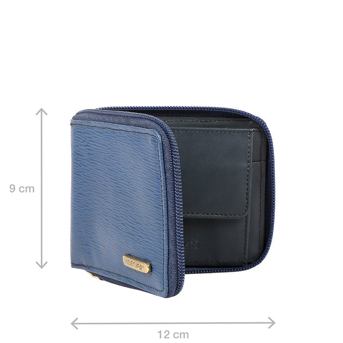Ee 387-030  Blue Leather Zip Around Wallet