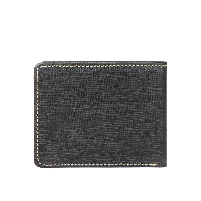 Ee 392-017  Black Leather Bi-Fold Wallet