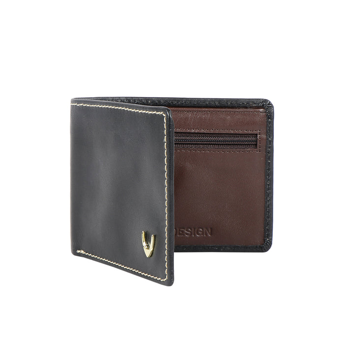 Ee 392-039  Black Leather Bi-Fold Wallet