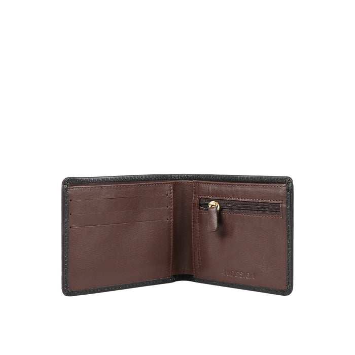 Ee 392-039  Black Leather Bi-Fold Wallet