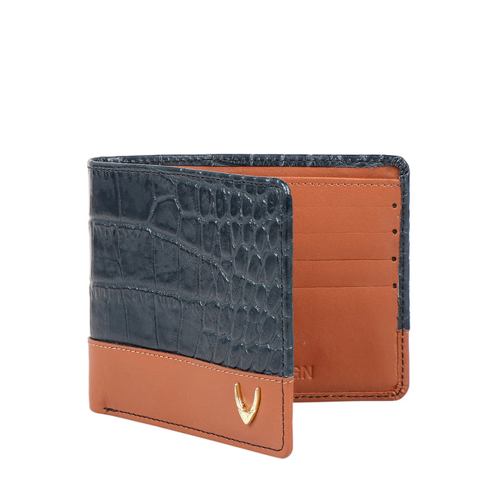 Ee 394-017  Blue Leather Bi-Fold Wallet
