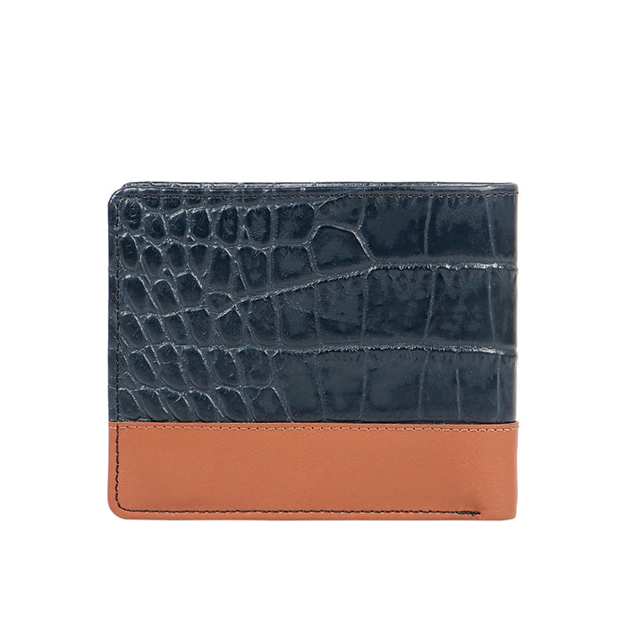 Ee 394-017  Blue Leather Bi-Fold Wallet
