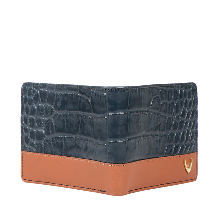 Ee 394-017  Blue Leather Bi-Fold Wallet