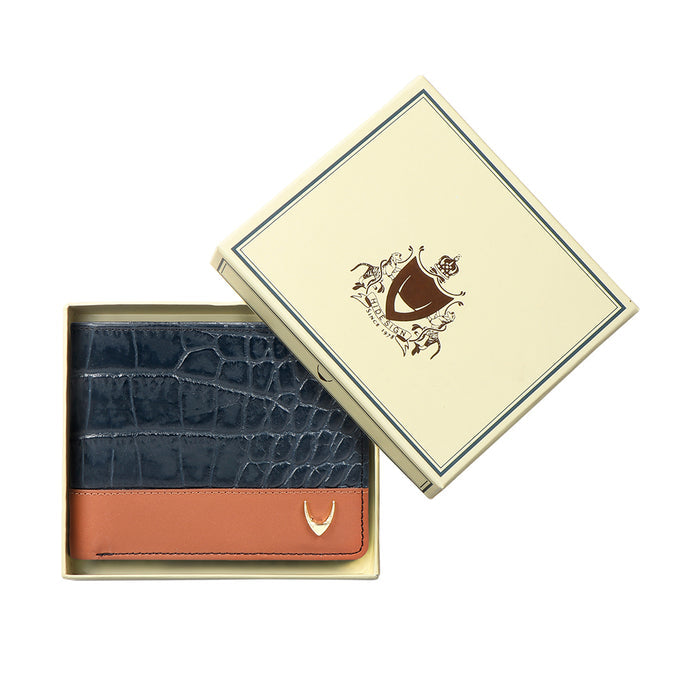 Ee 394-017  Blue Leather Bi-Fold Wallet