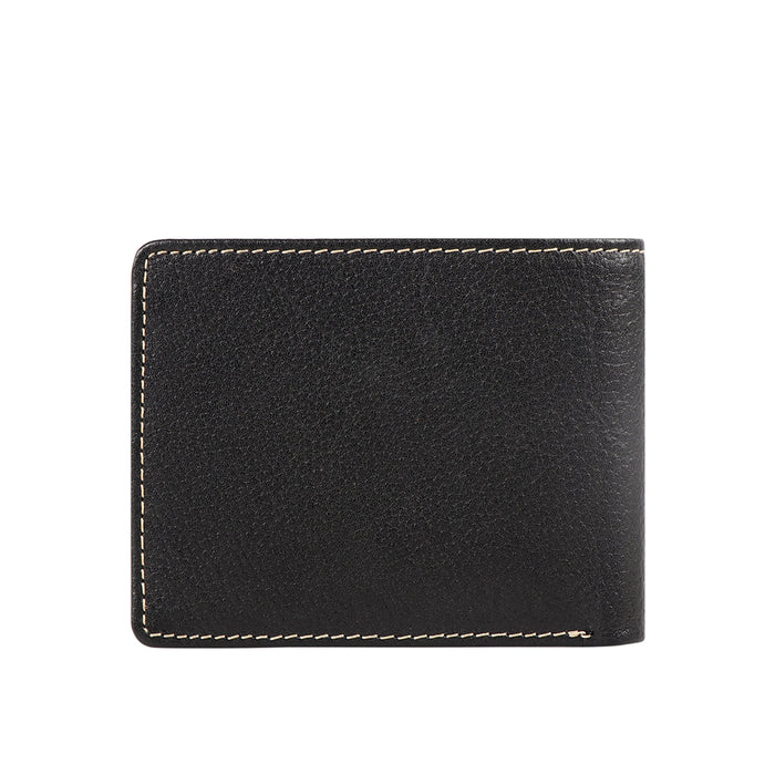 Ee 490-01  Black Leather Bi-Fold Wallet