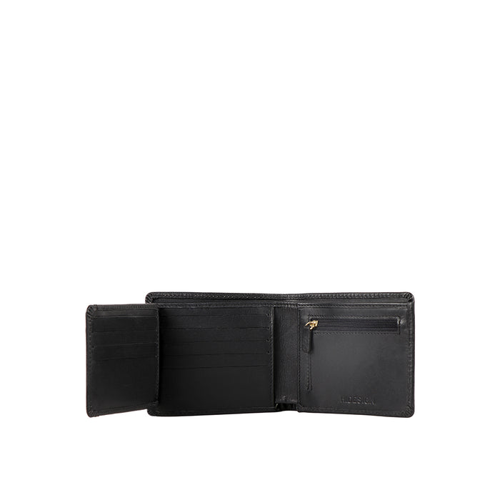 Ee 490-01  Black Leather Bi-Fold Wallet