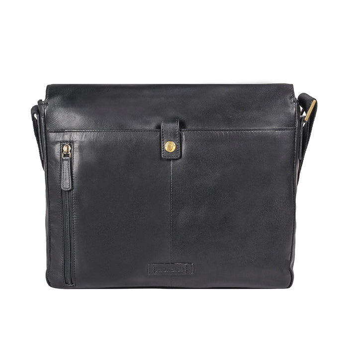 Ee Adam 01 Black Leather  Messenger Bag