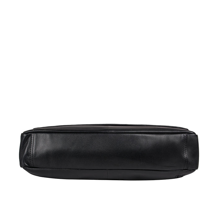 Ee Adam 01 Black Leather  Messenger Bag