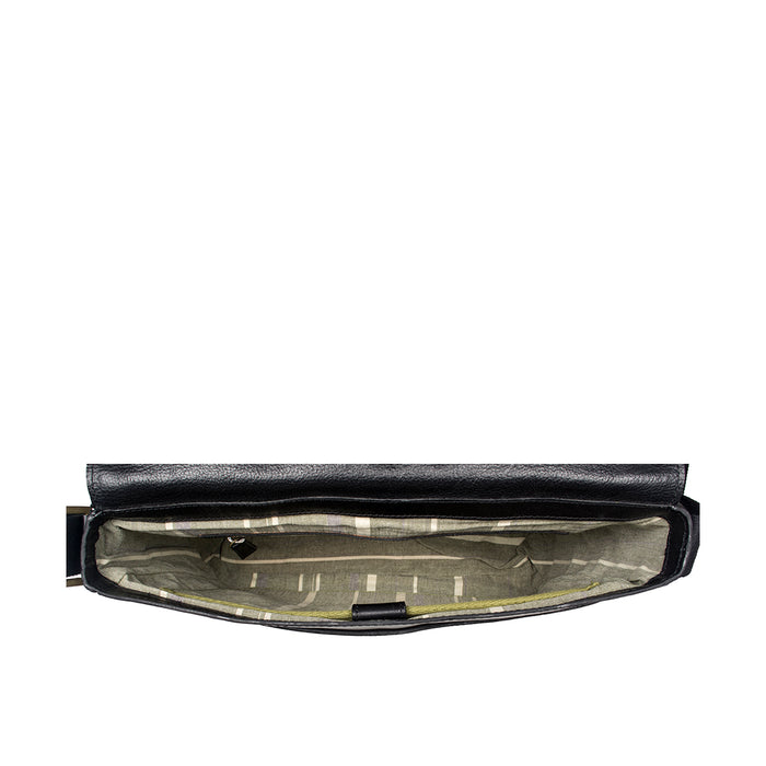Ee Adam 01 Black Leather  Messenger Bag