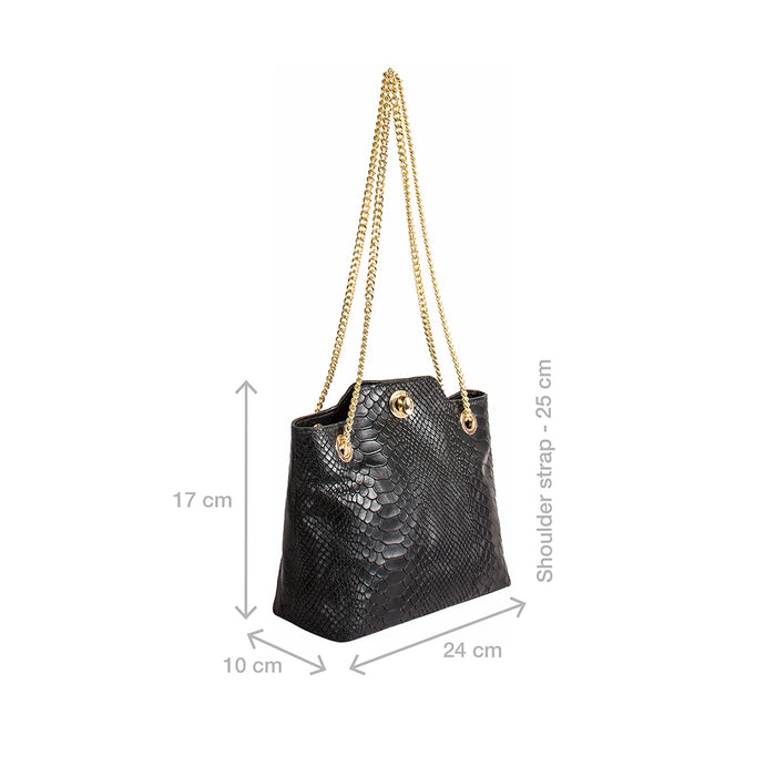 Ee Aliya 01 Black Leather Shoulder Bag