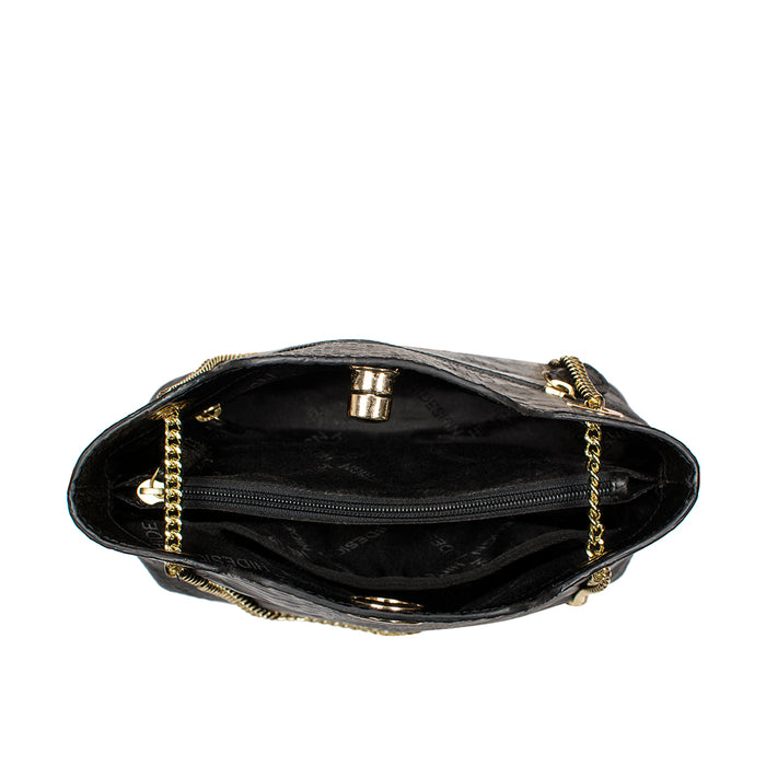 Ee Aliya 01 Black Leather Shoulder Bag