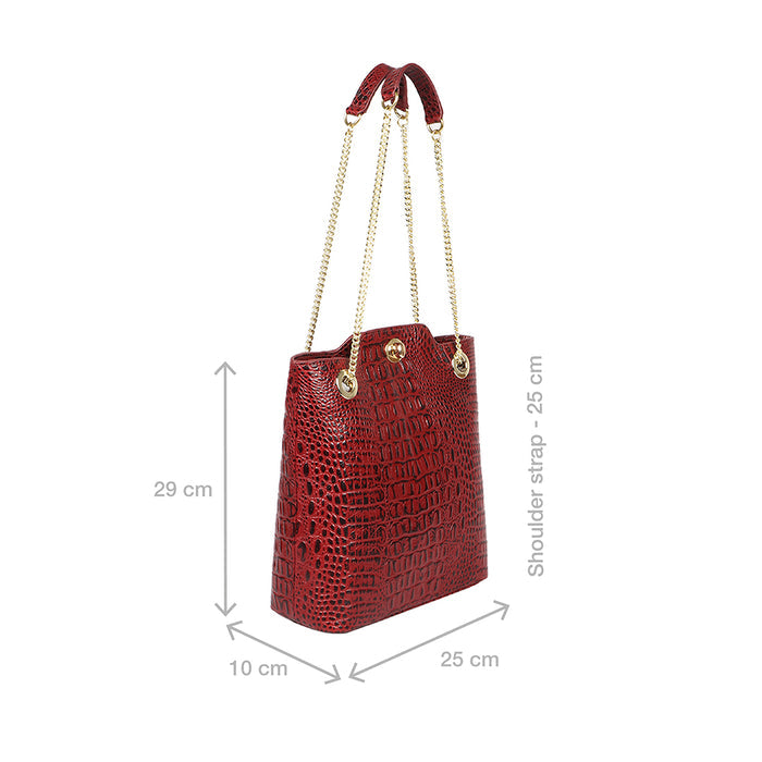 Ee Aliya 02 Red Leather Tote Bag