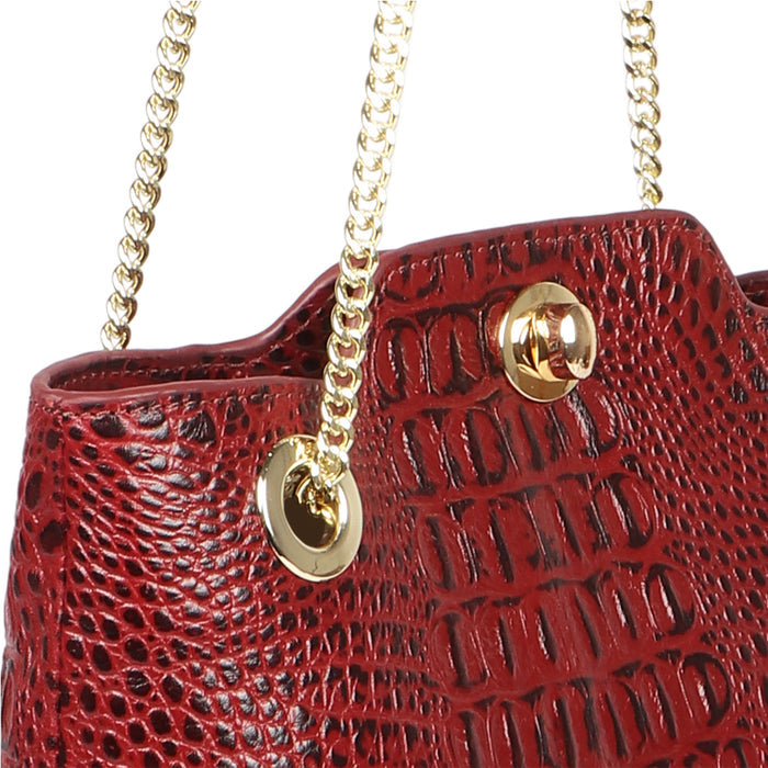 Ee Aliya 02 Red Leather Tote Bag